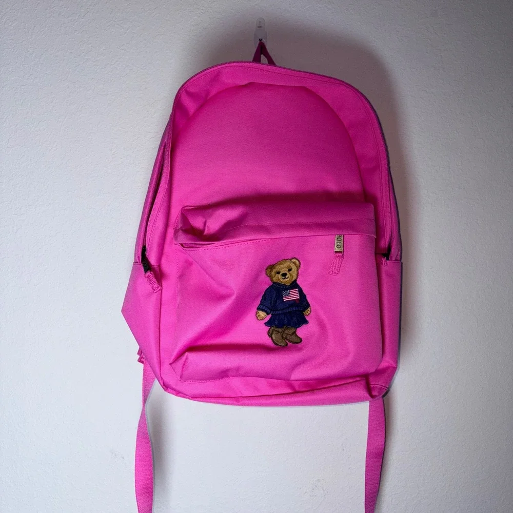 Polo Ralph Lauren Backpack OS Baja Pink New Embroidered Polo Bear 9AR149-AIL